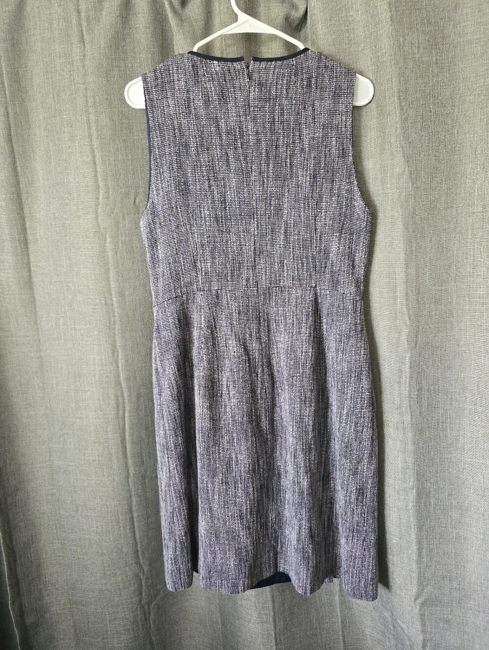 J Crew Suiting Navy Tweed A Line Faux Wrap Tank Pencil Dress Size 14